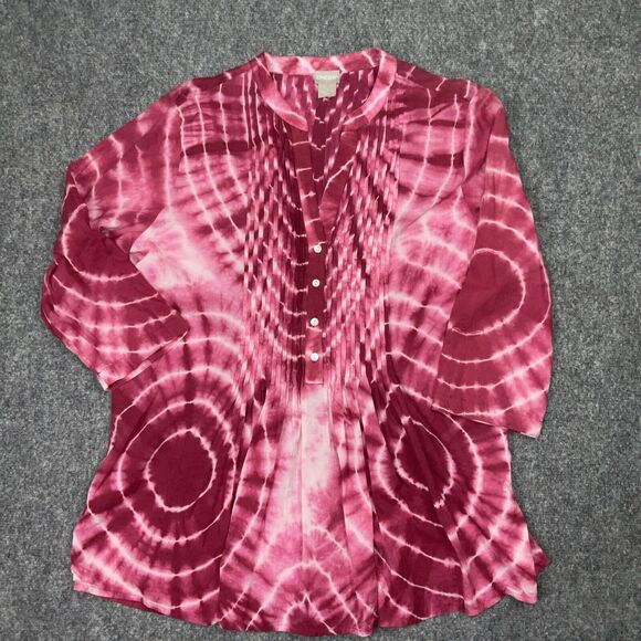 Chico’s 2 Shirt Womens Large Pink Tie dye Tunic Casual Workwear Ladies - Picture 1 of 10